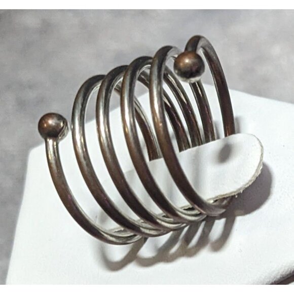 Copper And Silver Tone Metal Coil Ring Size 7 - Picture 2 of 16
